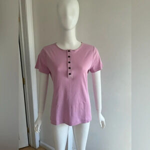 LAUREN RALPH LAUREN Jeans LRL Pink SHORT SLEEVE Cotton T-SHIRT TOP WOMENS SZ L